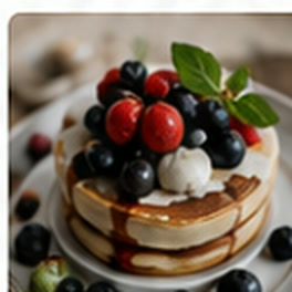 暗くくすんで見えるパンケーキの写真